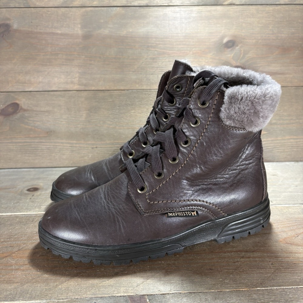 mephisto womens size 6 shoes brown leather  fur lined comfort boots